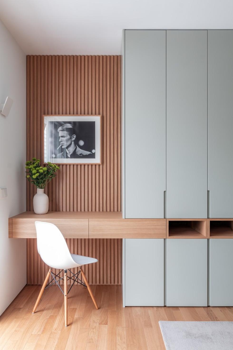Homeoffice aus Ikea Korpussen: Schreibtisch aus zwei Materialien in Eiche & Grün 05 - Stone