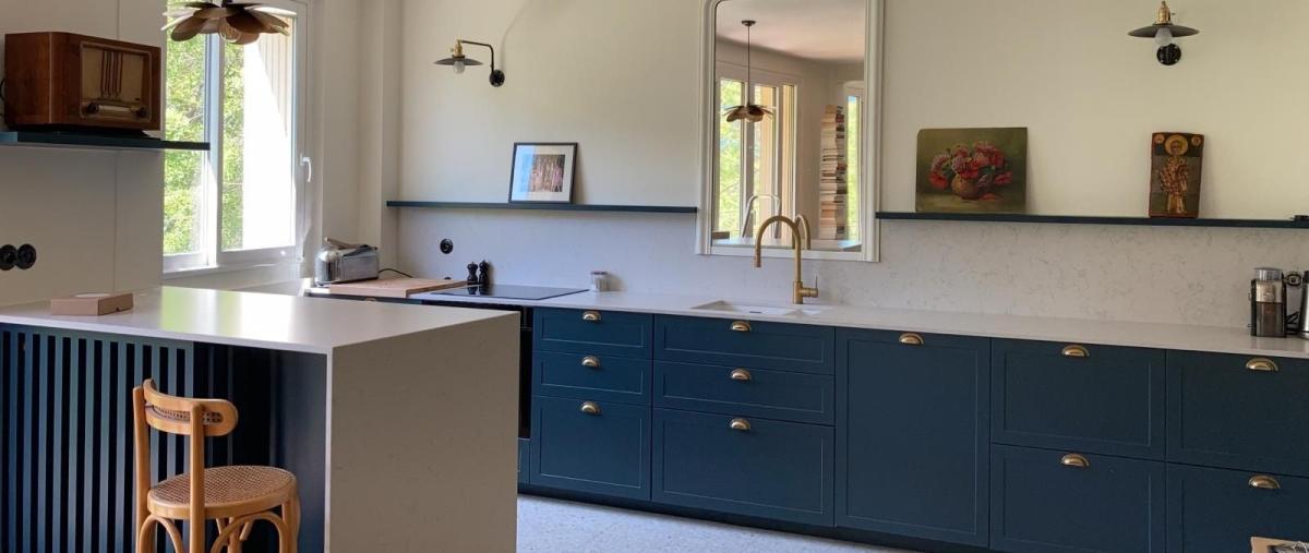 Cuisine shaker bleu gris