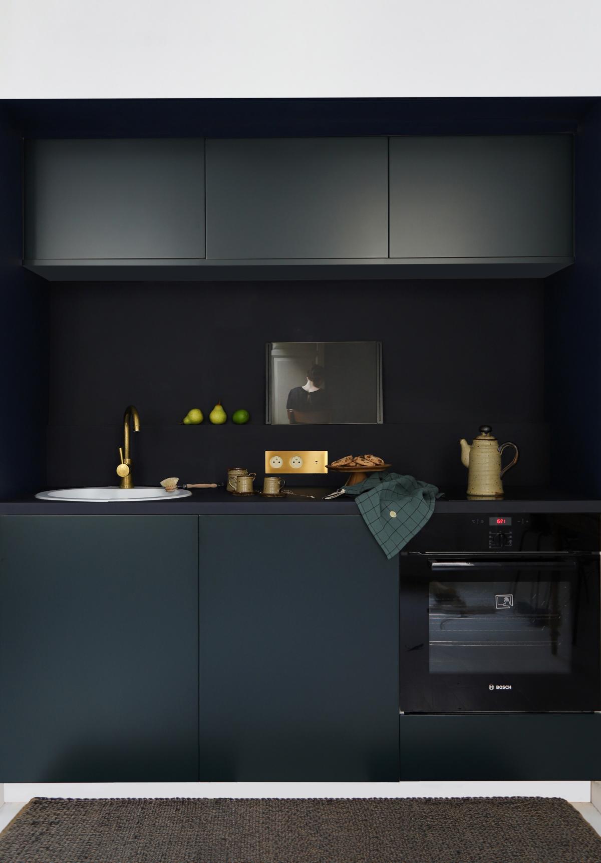 Single line kitchen in Grey 02 - Ardoise
