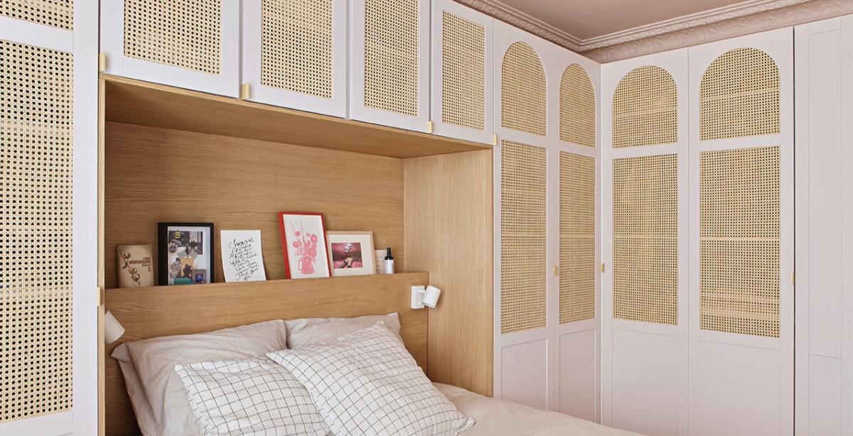 Kleiderschrank x Kopfteil in Beige 01 - Beige rosé