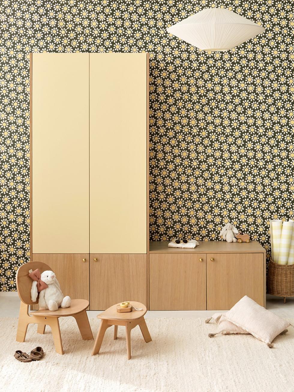 Kids' storage in Lemonade Yellow and Natural Oak